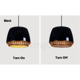 1-lichts moderne, eigentijdse hanglamp met zwart-wit-rood-blauwe kap