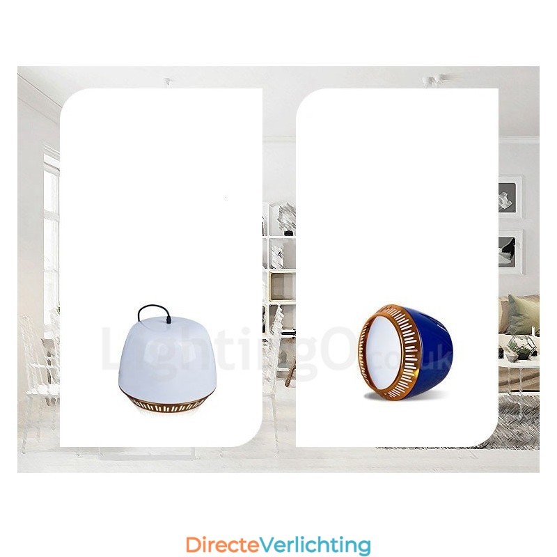 1-lichts moderne, eigentijdse hanglamp met zwart-wit-rood-blauwe kap