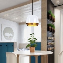 1-lichts moderne, eigentijdse hanglamp met zwart-wit-rood-blauwe kap