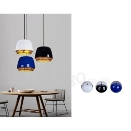 1-lichts moderne, eigentijdse hanglamp met zwart-wit-rood-blauwe kap
