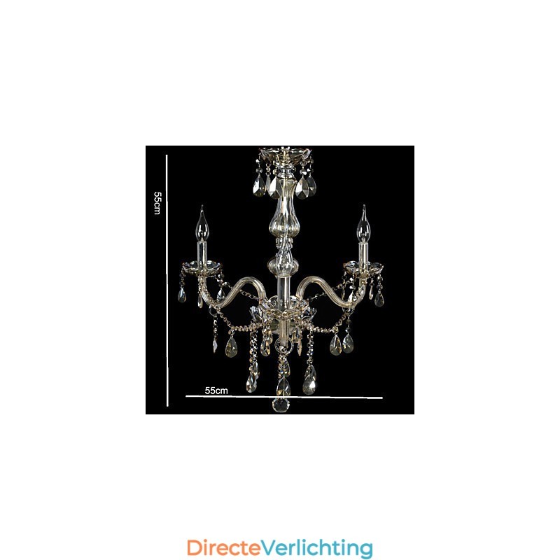 3-lichts luxe kristallen kroonluchter cognackleur K9 kristallen kroonluchter