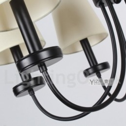 5-lichts retro, eigentijdse zwarte kaars-stijl kroonluchter