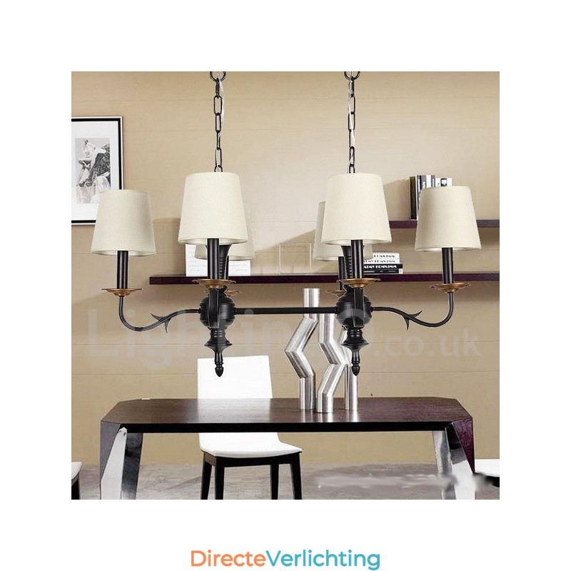 6-lichts rustieke retro zwarte kaars-stijl kroonluchter