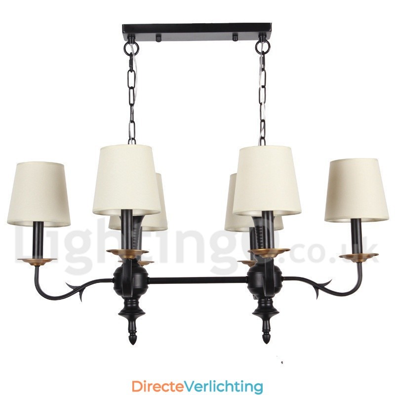 6-lichts rustieke retro zwarte kaars-stijl kroonluchter