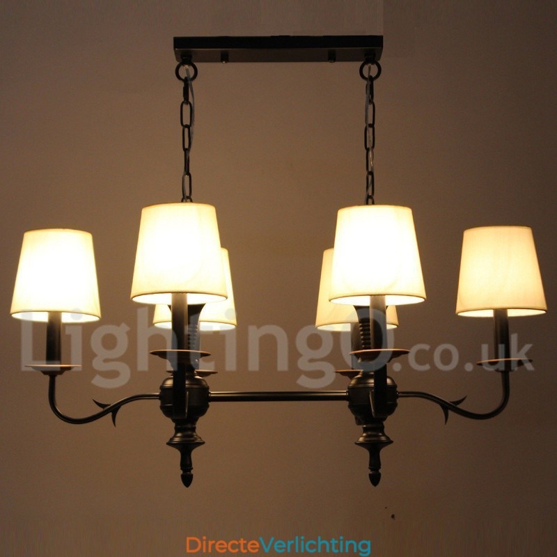 6-lichts rustieke retro zwarte kaars-stijl kroonluchter