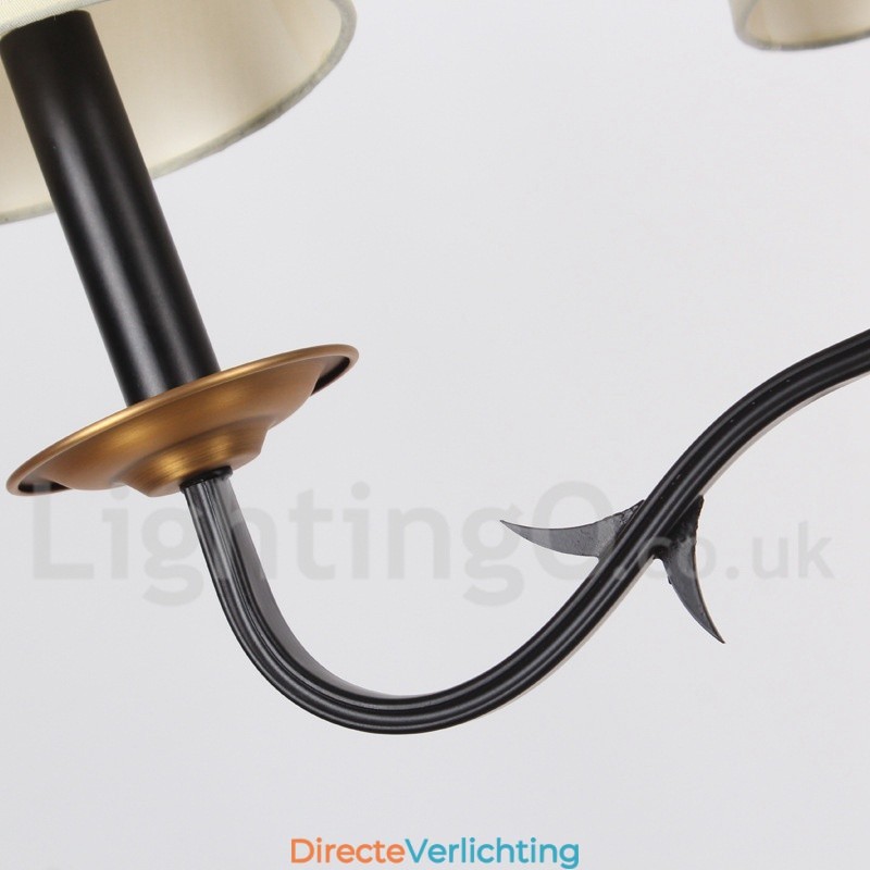 6-lichts rustieke retro zwarte kaars-stijl kroonluchter