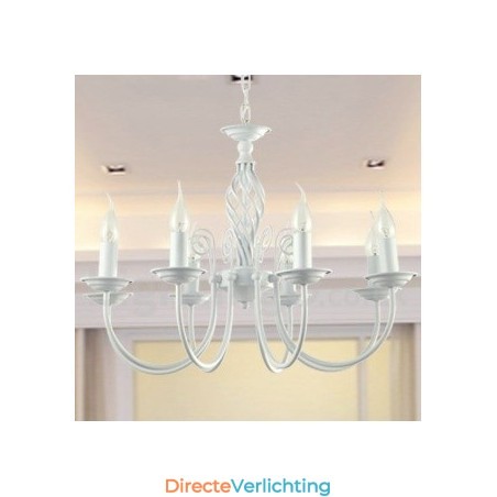 8-lichts moderne retro witte kaars-stijl kroonluchter 8-lichts moderne retro witte kaars-stijl kroonluchter