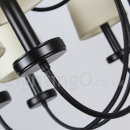8-lichts retro, eigentijdse zwarte kaars-stijl kroonluchter