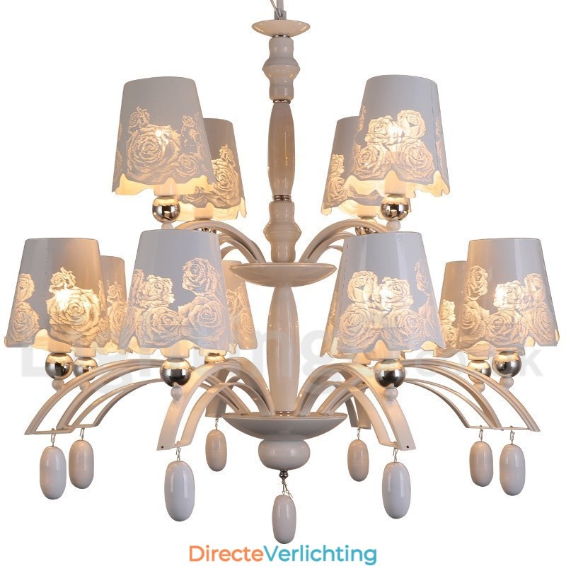 12 Licht Rustieke Retro Zwarte 2-laags Grote Kroonluchter Kaars Stijl Kroonluchter
