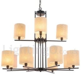 12 Licht Rustieke Retro Zwarte 2-laags Grote Kroonluchter Kaars Stijl Kroonluchter