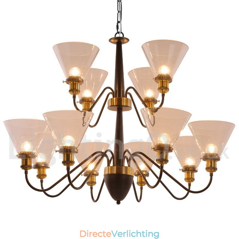 12 Licht Rustieke Retro Zwarte 2-laags Grote Kroonluchter Kaars Stijl Kroonluchter