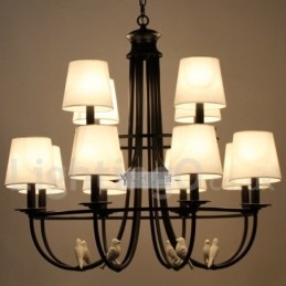 12 Licht Retro Zwarte Mediterrane Stijl Rustieke Hedendaagse Kaars Stijl Kroonluchter