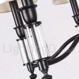 8-lichts zwarte retro eigentijdse kaars-stijl kroonluchter