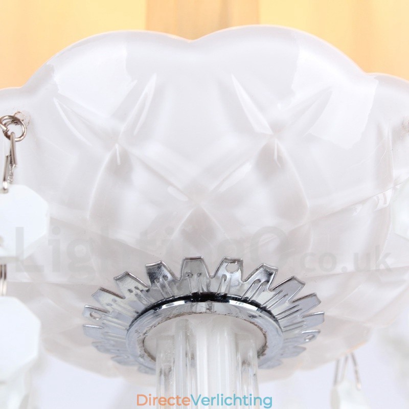 6-lichts witte K9-kristallen kaars-stijl kroonluchter
