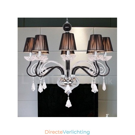 8-lichts witte, moderne K9-kristallen kaars-stijl kroonluchter 8-lichts witte, moderne K9-kristallen kaars-stijl kroonluchter