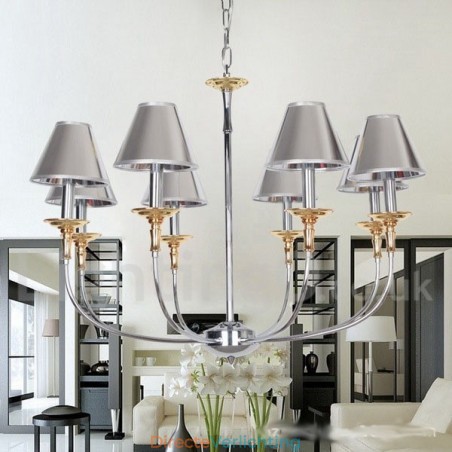 8-lichts moderne, eigentijdse chromen kaars-stijl kroonluchter 8-lichts moderne, eigentijdse chromen kaars-stijl kroonluchter