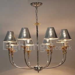 8-lichts moderne, eigentijdse chromen kaars-stijl kroonluchter