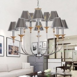 10 Lichts Moderne Hedendaagse Chrome Kaars Stijl Kroonluchter