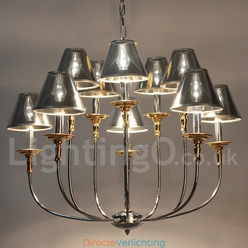 10 Lichts Moderne Hedendaagse Chrome Kaars Stijl Kroonluchter