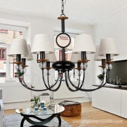 8 Lichts Rustieke Retro Zwarte Mediterrane Stijl Hedendaagse Kaars Stijl Kroonluchter