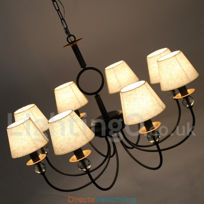 8 Lichts Rustieke Retro Zwarte Mediterrane Stijl Hedendaagse Kaars Stijl Kroonluchter