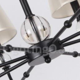 8-lichts rustieke retro zwarte eigentijdse kaars-stijl kroonluchter