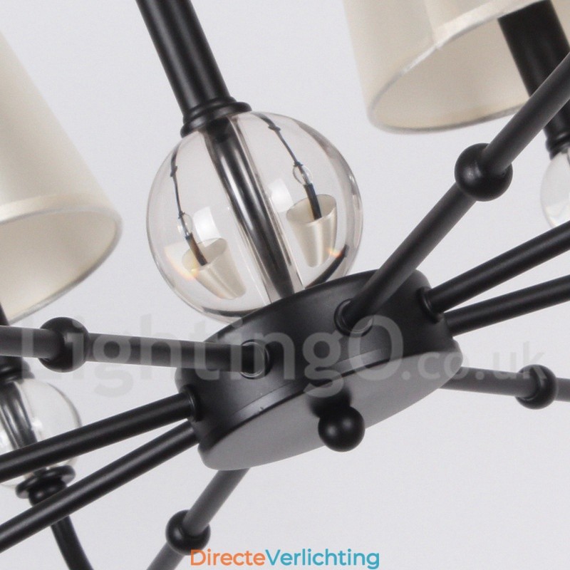 8-lichts rustieke retro zwarte eigentijdse kaars-stijl kroonluchter