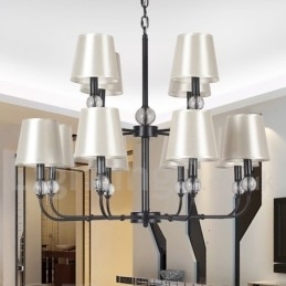 12 Licht Retro 2-laags Grote Zwarte Hedendaagse Kaarsen Stijl Kroonluchter