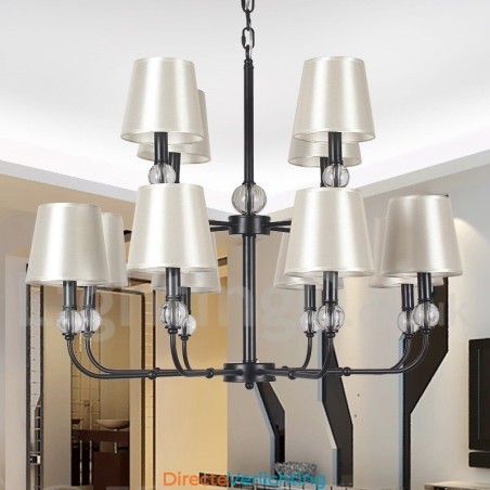 12 Licht Retro 2-laags Grote Zwarte Hedendaagse Kaarsen Stijl Kroonluchter 12 Licht Retro 2-laags Grote Zwarte Hedendaagse Kaarsen Stijl Kroonluchter