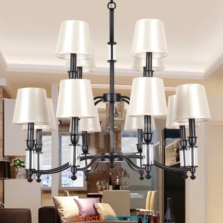 12 Licht Rustieke Retro Zwarte 2-laags Grote Kroonluchter Kaars Stijl Kroonluchter 12 Licht Rustieke Retro Zwarte 2-laags Grote Kroonluchter Kaars Stijl Kroonluchter