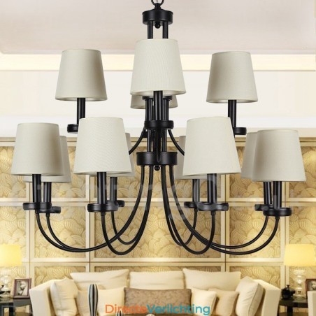 12 Licht Rustieke Retro Zwarte 2-laags Grote Kroonluchter Kaars Stijl Kroonluchter 12 Licht Rustieke Retro Zwarte 2-laags Grote Kroonluchter Kaars Stijl Kroonluchter