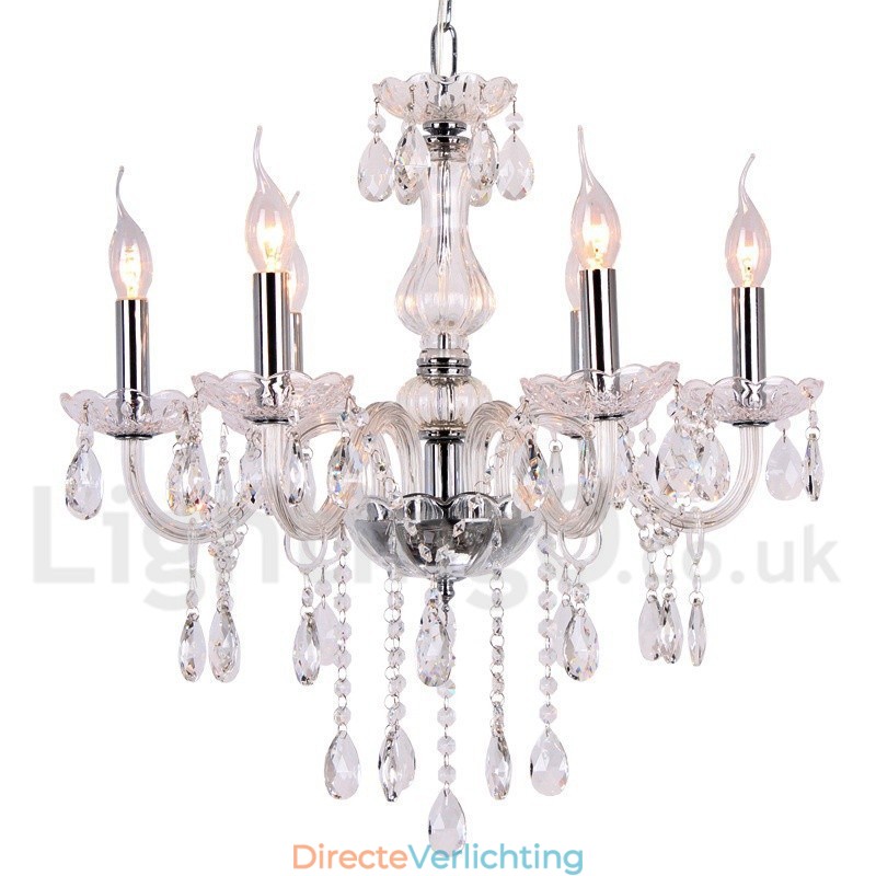 6-lichts moderne K9-kristallen kaars-stijl kroonluchter