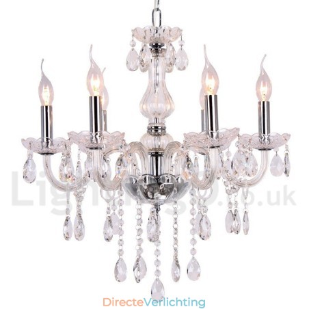 6-lichts moderne K9-kristallen kaars-stijl kroonluchter