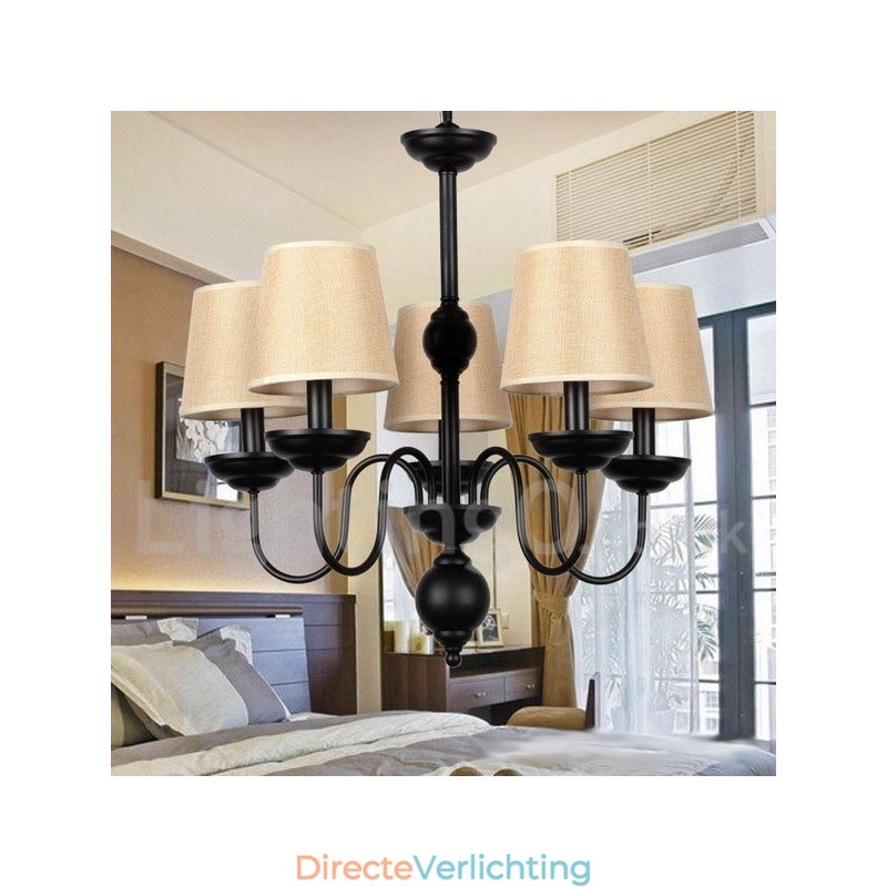 5-lichts rustieke retro eigentijdse kaars-stijl kroonluchter