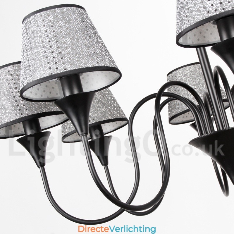 6-lichts rustieke moderne eigentijdse retro zwarte kaars-stijl kroonluchter