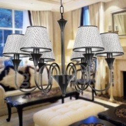 6-lichts rustieke moderne eigentijdse retro zwarte kaars-stijl kroonluchter