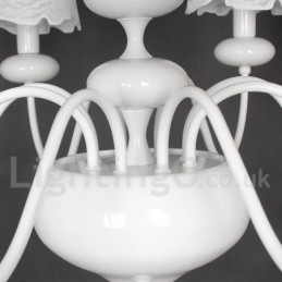 8-lichts moderne, eigentijdse, holle, witte kroonluchter in kaarsstijl