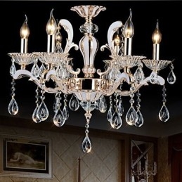 Europese stijl luxe kaars kristal hanglampen zinklegering lampen