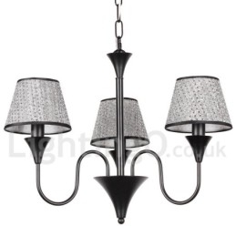 3-lichts rustieke moderne eigentijdse retro zwarte kaars-stijl kroonluchter