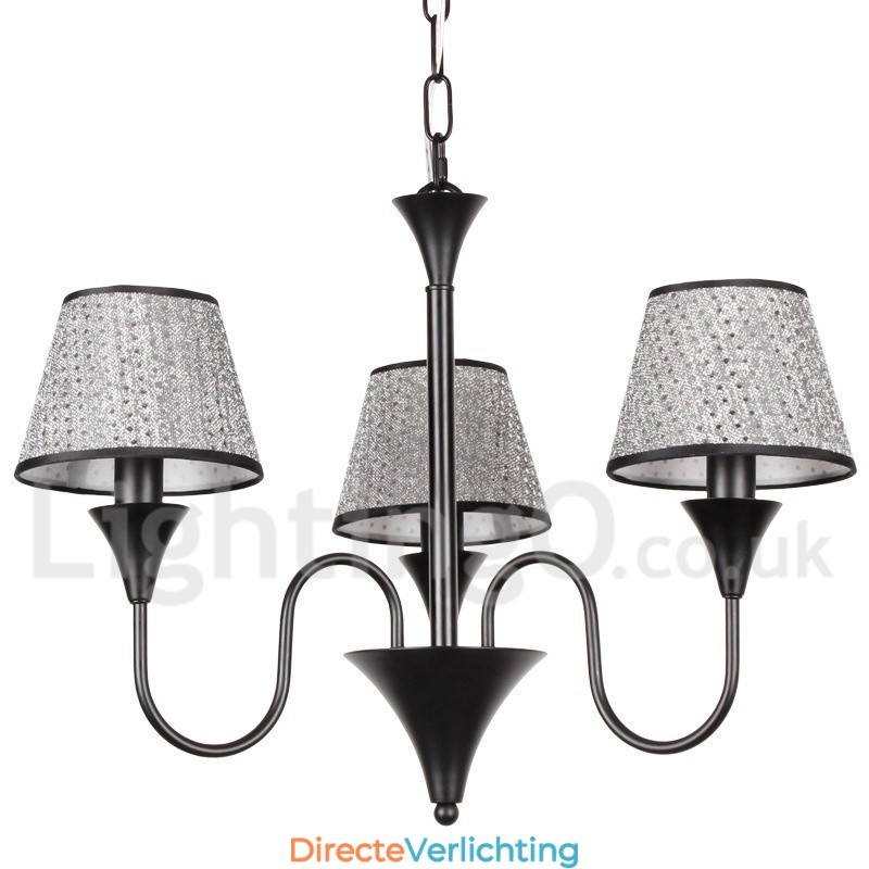 3-lichts rustieke moderne eigentijdse retro zwarte kaars-stijl kroonluchter