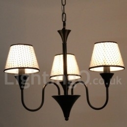 3-lichts rustieke moderne eigentijdse retro zwarte kaars-stijl kroonluchter