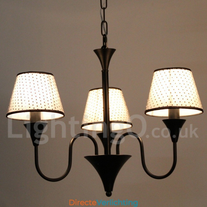 3-lichts rustieke moderne eigentijdse retro zwarte kaars-stijl kroonluchter