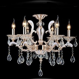 Europese stijl luxe kaars kristal hanglampen zinklegering lampen