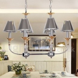 6-lichts moderne, eigentijdse chromen kaars-stijl kroonluchter
