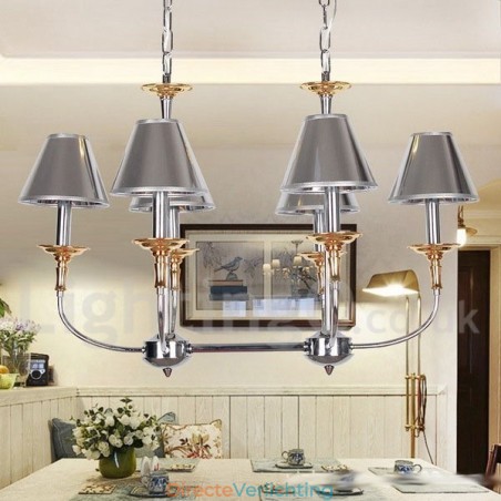 6-lichts moderne, eigentijdse chromen kaars-stijl kroonluchter 6-lichts moderne, eigentijdse chromen kaars-stijl kroonluchter
