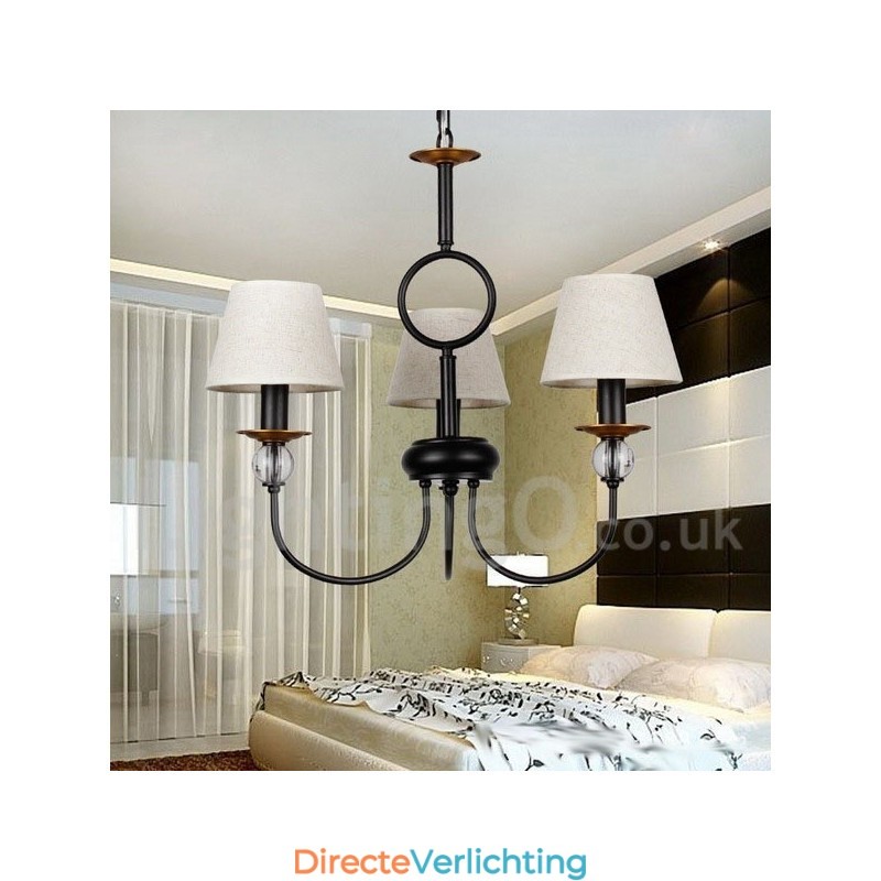 3-lichts rustieke retro zwarte mediterrane stijl eigentijdse kaarsstijl kroonluchter