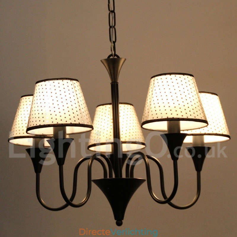 5-lichts rustieke moderne eigentijdse retro zwarte kaars-stijl kroonluchter