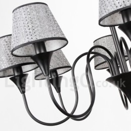 5-lichts rustieke moderne eigentijdse retro zwarte kaars-stijl kroonluchter
