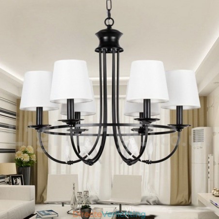 6-lichts retro zwarte mediterrane stijl rustieke eigentijdse kaars-stijl kroonluchter 6-lichts retro zwarte mediterrane stijl rustieke eigentijdse kaars-stijl kroonluchter