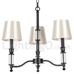 3-lichts zwarte retro eigentijdse kaars-stijl kroonluchter